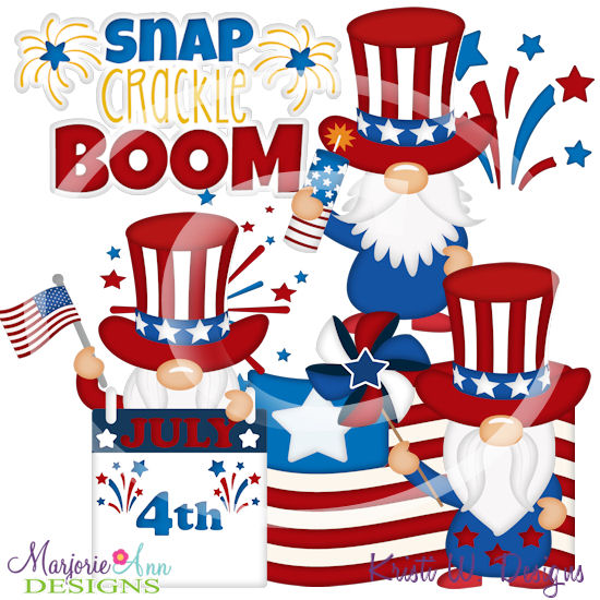 July 4th Gnomes You SVG Cutting Files/Paper Piecing + Clipart - Click Image to Close